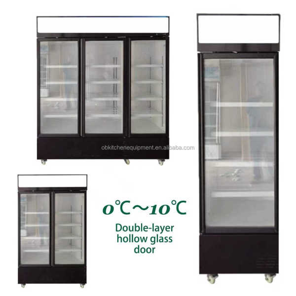 1/2/3 door display chiller soda cooler display fridge slim beverage chiller warehousing supermarket supplies