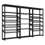 Industrial Style Cold Rolled Steel Multi-Tier Freestanding Wine Display Stand Single-Sided Design Customized Color Shelves