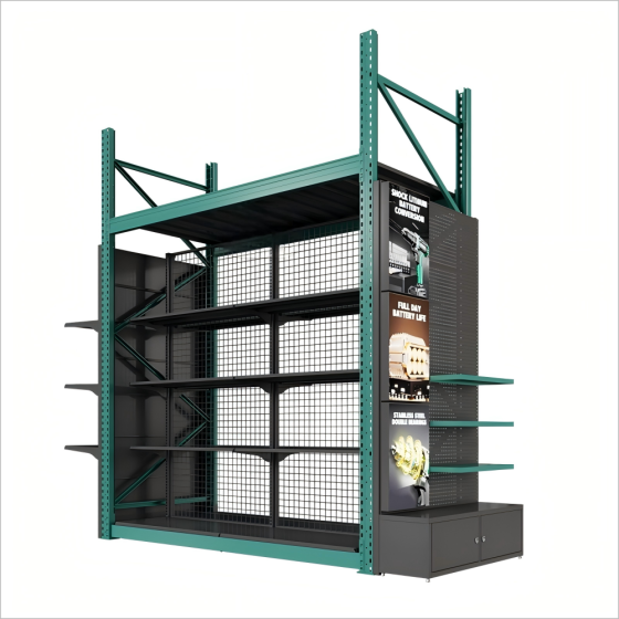 Heavy Duty Supermarket Display Stands Metal Shelf Detachable Retail Shelving for Snacks Advertising Cabinets